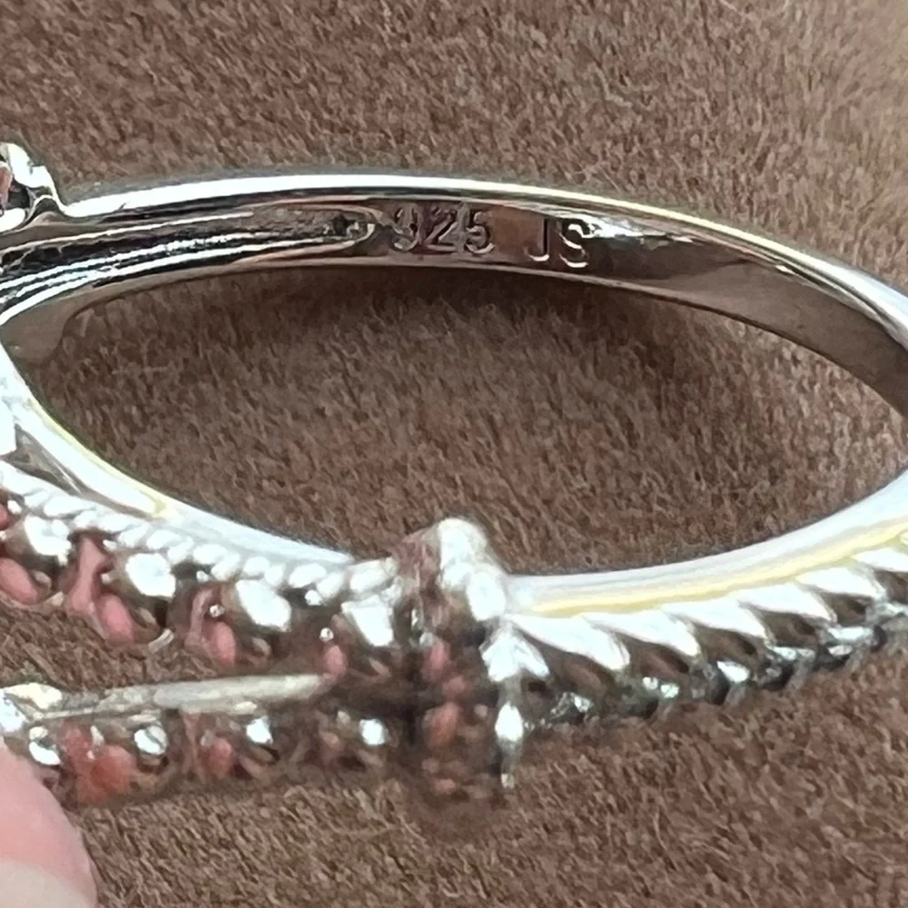 JS Affinity Sterling Silver & Pave Green Diamond Ring π - Picture 12 of 14
